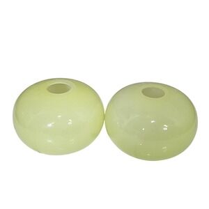 Pair of Ikea Barbro Wesslander Pia Amsell Round Greenish Yellow Vase Hand Blown